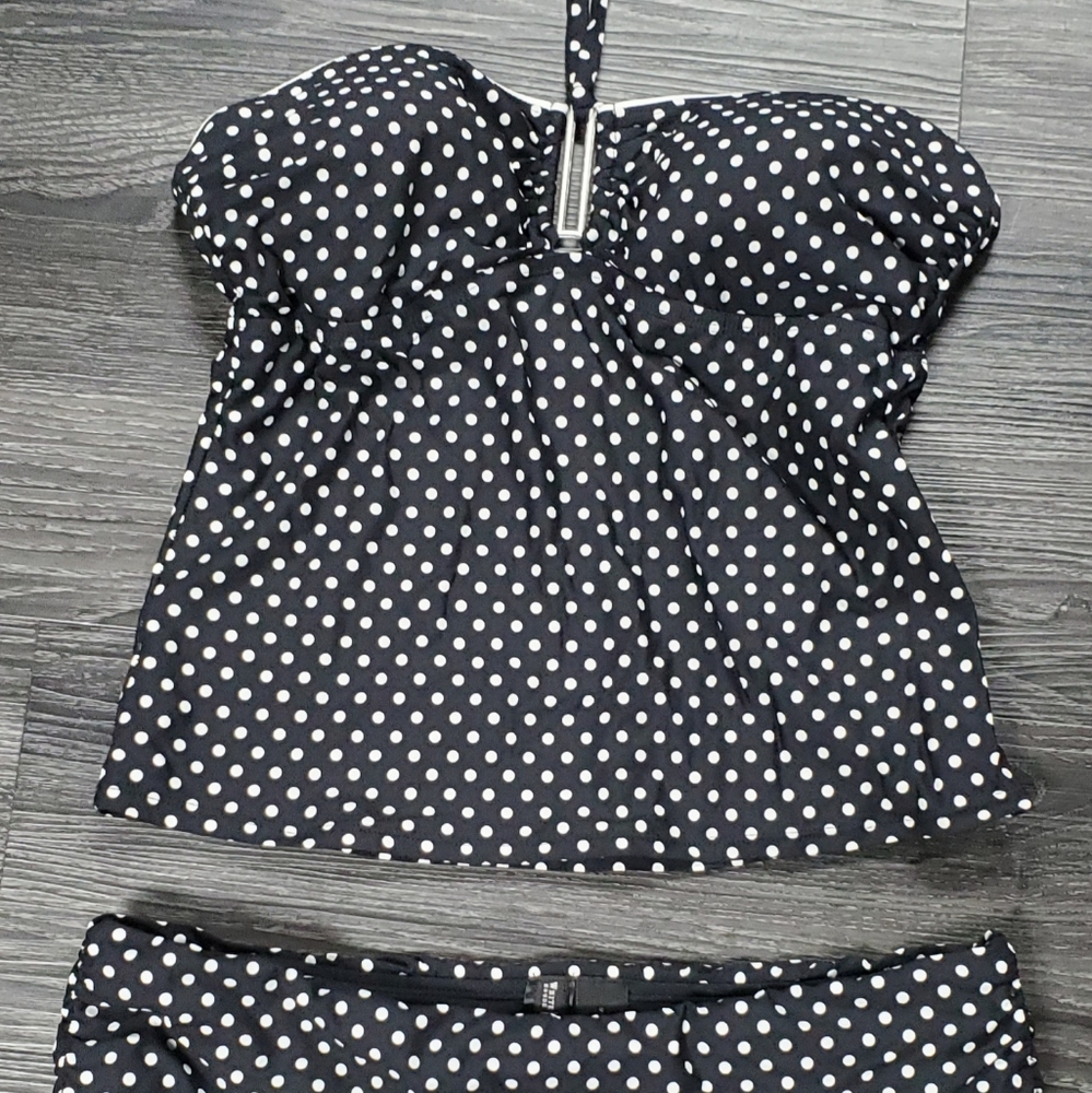 white house black market polka dot swim suit
